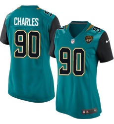 Women's Nike Jacksonville Jaguars #90 Stefan Charles Game Teal Green Team Color NFL Jersey