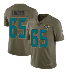 Youth Nike Jacksonville Jaguars #65 Brandon Linder Limited Olive 2017 Salute to Service NFL Jersey