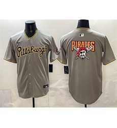 Men's Pittsburgh Pirates Team Big Logo Gray Limited Stitched Baseball Jersey