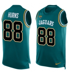 Men's Nike Jacksonville Jaguars #88 Allen Hurns Limited Teal Green Player Name & Number Tank Top NFL Jersey