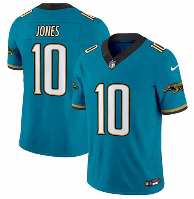 Men's Jacksonville Jaguars #10 Mac Jones Teal 2024 F.U.S.E. Prowler Throwback Vapor Limited Football Stitched Jersey