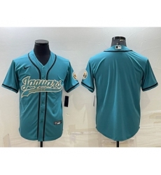 Men's Jacksonville Jaguars Blank Teal With Patch Cool Base Stitched Baseball Jersey