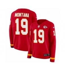 Women's Nike Kansas City Chiefs #19 Joe Montana Limited Red Therma Long Sleeve NFL Jersey