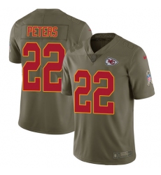 Youth Nike Kansas City Chiefs #22 Marcus Peters Limited Olive 2017 Salute to Service NFL Jersey