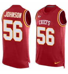 Men's Nike Kansas City Chiefs #56 Derrick Johnson Limited Red Player Name & Number Tank Top NFL Jersey