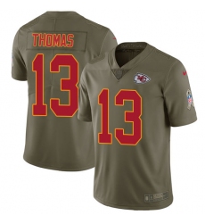 Youth Nike Kansas City Chiefs #13 De'Anthony Thomas Limited Olive 2017 Salute to Service NFL Jersey