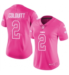 Women's Nike Kansas City Chiefs #2 Dustin Colquitt Limited Pink Rush Fashion NFL Jersey