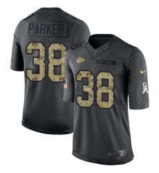 Men's Nike Kansas City Chiefs #38 Ron Parker Limited Black 2016 Salute to Service NFL Jersey