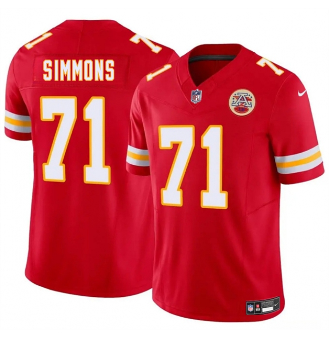 Men’s Kansas City Chiefs #71 Josh Simmons Red 2025 Draft F.U.S.E. Vapor Untouchable Limited Football Stitched Jersey