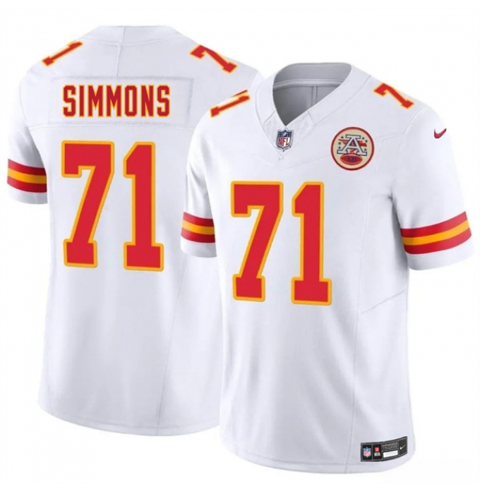 Men’s Kansas City Chiefs #71 Josh Simmons White 2025 Draft F.U.S.E. Vapor Untouchable Limited Football Stitched Jersey
