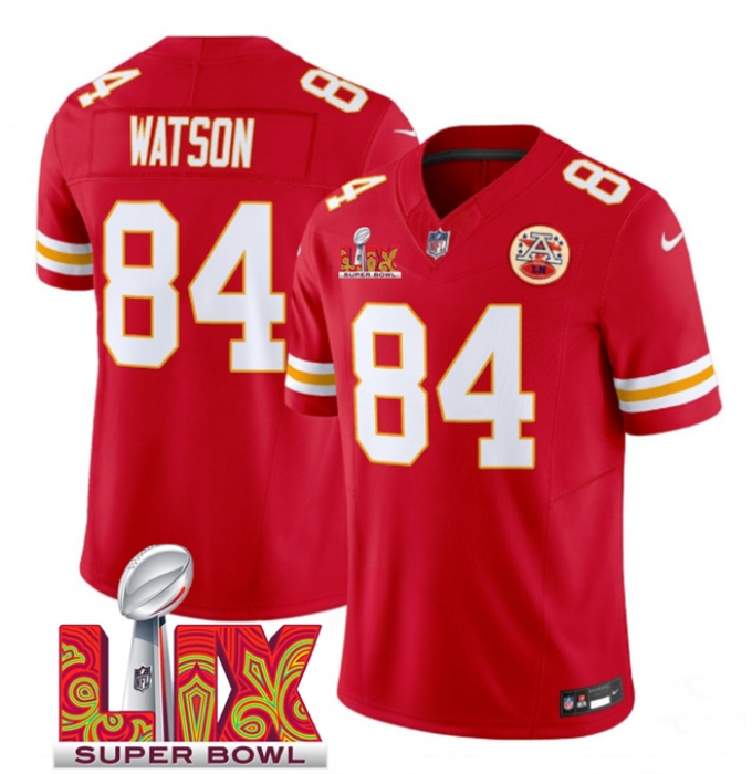 Men's Kansas City Chiefs #84 Justin Watson Red 2025 Super Bowl LIX F.U.S.E. Vapor Limited Stitched Football Jersey