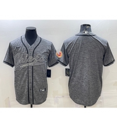 Men's Kansas City Chiefs Blank Grey With Patch Cool Base Stitched Baseball Jersey