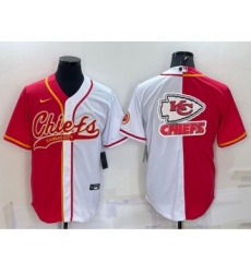 Men's Kansas City Chiefs Red White Team Big Logo With Patch Cool Base Stitched Baseball Jersey