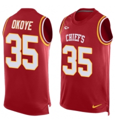 Men's Nike Kansas City Chiefs #35 Christian Okoye Limited Red Player Name & Number Tank Top NFL Jersey