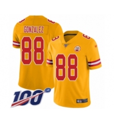 Men's Kansas City Chiefs #88 Tony Gonzalez Limited Gold Inverted Legend 100th Season Football Jersey