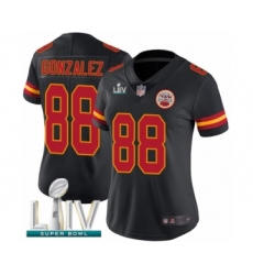 Women's Kansas City Chiefs #88 Tony Gonzalez Limited Black Rush Vapor Untouchable Super Bowl LIV Bound Football Jersey