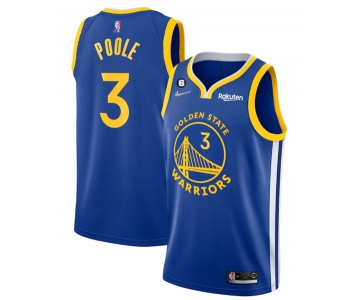 Men's Golden State Warriors #3 Jordan Poole Royal With No.6 Patch Stitched Jersey